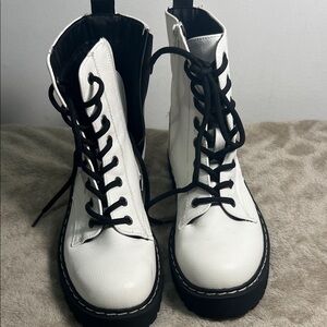 Classic White Lace-Up Boots